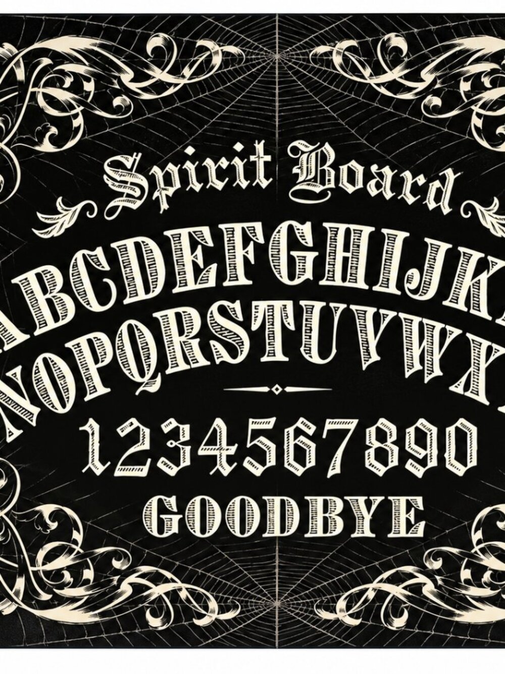 Halloween Ouija Board Placemats Vinyl Foam Back Black Alphabet Goodbye Set of 4